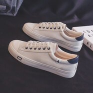 人本人本厚底帆布鞋男鞋2025新款春季男鞋子透氣男士板鞋黑色休閑潮鞋 人本7891米色 40