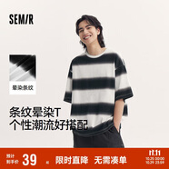 森馬（Semir）短袖T恤男條紋情侶裝夏季半袖上衣oversize無性別潮101324100211