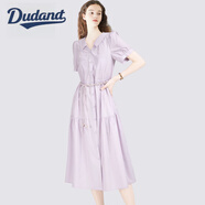 Dudant奢侈高檔品牌氣質(zhì)polo領(lǐng)襯衫連衣裙女2025年新款感通勤A(yíng)字裙 紫色 M 【現貨】