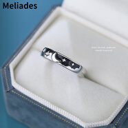 墨利亞（Meliades）星月之戀情侶戒指s925純銀閃粉滴膠琺瑯星星月亮對戒百搭時(shí)尚指環(huán) 男款 開(kāi)口可調節
