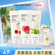 菲詩小鋪（THE FACE SHOP）洗面奶女溫和清潔干皮草本泡沫豐富潔面膏男 櫻桃+水蜜桃+綠豆?jié)嵜?
                                         title=