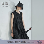 日著（rizhuo）原創(chuàng)設(shè)計(jì)女裝2024夏季新款小眾洋氣不規(guī)則格子顯瘦無袖連衣裙 揪揪黑 M