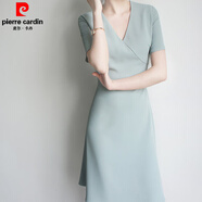 皮爾卡丹（pierre cardin）2025年新款高端輕奢法式職業(yè)氣質(zhì)女神范修身裙子V領(lǐng)連衣裙女夏季 淺藍(lán)色連衣裙 L