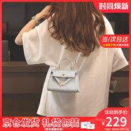 viney包包女包牛皮凱莉包品牌斜挎包輕奢生日七夕情人節(jié)禮物送女友老婆 【銀灰色】高端百搭手提單肩包