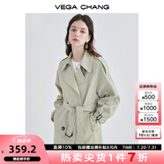 VEGA CHANG風(fēng)衣外套女2025年春秋新款中長款高級感純色大衣 豆沙綠 M