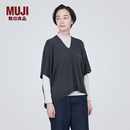 無印良品（MUJI）女式 羊毛 可水洗 高針距 斗篷毛衣 V領(lǐng)針織衫秋冬女款 BA1NAA3A 深灰色 M（160/84A）