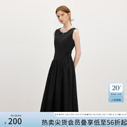 范思藍(lán)恩【徐若晗同款】腰精裙設(shè)計(jì)感無袖連衣裙女夏綁帶A字長裙 黑色 L