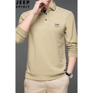 JEEP SPIRIT吉普男士長袖T恤休閑男裝支持 卡其色 2XL
