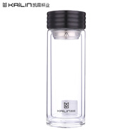 凱霖星月雙層玻璃杯商務(wù)便攜加厚茶水分離雙層玻璃杯0324 300ml