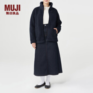 無印良品 MUJI 男女通用 羊羔絨 拉鏈夾克 毛絨加絨厚外套 秋冬季 深藏青色 XXXXS-XXXS