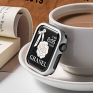 匠戴適用蘋果S9手表applewatch10表帶iwatch6/se代保護(hù)殼S10watchs7表殼s6表套邊框金屬男女款 適用：iwatch_S9_8_7【41mm】銀色 iPhone_其他型號(hào)