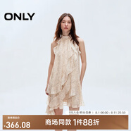 ONLY2025夏季新款淑女掛脖圓領(lǐng)荷葉邊短裙碎花連衣裙女|125207045 HH5桑迪紋樣沙色底 S