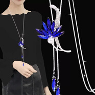 虔生緣毛衣鏈長(zhǎng)款百搭秋冬項(xiàng)鏈韓版大氣百搭流蘇女毛衣掛件飾品吊墜 8藍(lán)水晶長(zhǎng)馬眼花