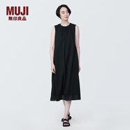 無印良品 MUJI 女式強(qiáng)捻無袖連衣裙女裝連身裙子夏季純棉全棉長裙BC2JNC4S 黑色 XS (150/76A)
