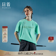 日著(zhù)RIZHUO【商場(chǎng)同款】印花T恤衫2024夏季新款女圓領(lǐng)寬松短袖衫 翠羽 S
