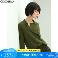 COCOBELLA[苔蘚綠]簡約雙排扣翻領毛衣針織開衫MZ152C 橄欖綠 L