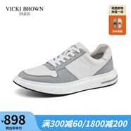 VICKI BROWN【VB男鞋】法國品牌時(shí)尚休閑板鞋舒適百搭小白鞋男士皮鞋子男軟底 白灰 39