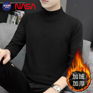 NASA BASE毛衣男秋冬季新款針織衫男韓版修身加絨加厚保暖打底衫長袖男裝 半高領(lǐng)-黑色款 加厚 加絨 XL 建議125-145斤