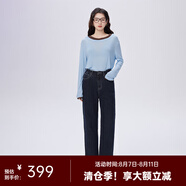 艾萊依（ERAL）直筒牛仔褲女新款羽絨褲深牛仔藍高腰休閑百搭秋冬長褲褲子 深牛仔藍 S 155【建議80-110斤】