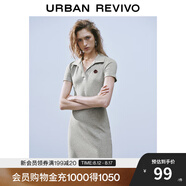 UR2025夏季新款女學(xué)院風(fēng)立體裝飾Polo領(lǐng)短袖連衣裙UYY750050 花灰 S