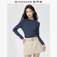 佐丹奴長(cháng)袖t恤女純色基礎款打底衫純棉奢滑半高領(lǐng)上衣女05322803
