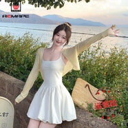 AEMAPE2025年新款夏季法式赫本風(fēng)芭蕾吊帶連衣裙女高級感白色花苞短裙 白色 M