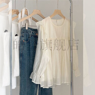 皓舒溫柔風薄款防曬雪紡衫女夏季2024新款設計感純欲風荷葉邊別致上衣 白色上衣【網(wǎng)紅/日系街頭/甜辣感 3XL