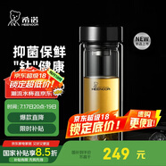 希諾（HEENOOR）抗菌玻璃杯雙層隔熱辦公車載水杯男高檔鈦杯泡茶杯子XN-9303KT
