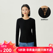 哥弟真的好（GIRDEAR）女裝鏈條裝飾后綁帶套頭羊毛針織衫女A301420 黑 L (4碼)