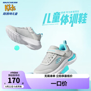 Skechers斯凱奇兒童運(yùn)動(dòng)鞋春秋女童魔術(shù)貼休閑鞋中大童輕質(zhì)跑步鞋303601L 女款/淺灰色/淺綠色/LGAQ 28.5