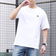 安踏短袖T恤男2025新款棉夏季男士寬松上衣旗艦半袖休閑運(yùn)動(dòng)體恤 純凈白 S 165
