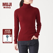 無(wú)印良品 MUJI 女式  羅紋高領(lǐng)毛衣 W9AA870 長(zhǎng)袖針織衫 紅色 S