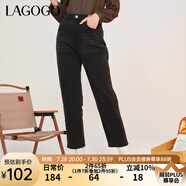 lagogo拉谷谷2023年冬新款黑色彈力高腰顯瘦直筒休閑百搭牛仔褲女 牛仔黑(W0) S 155/36