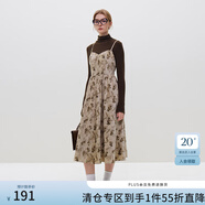 范思藍恩燈芯絨碎花吊帶連衣裙女秋冬內(nèi)搭新款裙子 卡其色 XS