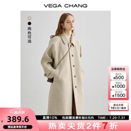 VEGA CHANG毛呢大衣女中長款2025冬新款愛心扣高級(jí)感外套 燕麥色 M