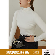 獨束大碼女裝堆堆領(lǐng)打底衫女秋冬內(nèi)搭修身顯瘦胖mm毛衣長袖針織衫 白色 L
