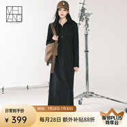美洋（MEIYANG）拉爾夫連衣裙 復合加絨休閑顯瘦連帽長款衛(wèi)衣小黑裙新款長袖裙子 黑色（加大碼加長版） XL