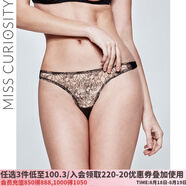 好奇蜜斯【3條118】蕾絲內(nèi)褲女丁字褲女低腰比基尼三角褲棉襠薄款女士?jī)?nèi)褲 黑色 M