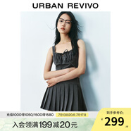 UR2025夏季新款女裝格雷系蝴蝶結(jié)系帶百褶連衣裙UYU750075 深灰 S