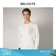 巴魯特（Brloote）棉長袖T恤男撞色貼袋刺繡打底體恤春夏 白色 170/90A