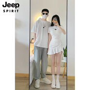 JEEP SPIRIT不一樣的情侶裝夏裝2025新款春夏t恤裙子套裝一裙一衣設(shè)計(jì)感小眾 白色 2XL 男【165-190斤左右】