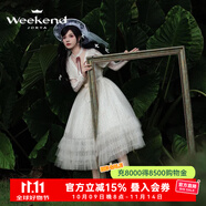 卓雅周末（JORYA weekend）光輝奧羅拉|24夏復(fù)古蕾絲花邊玫瑰蓬蓬連衣裙Q220203C 米白 S