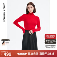 朗姿【王楚然同款】純羊毛高領(lǐng)針織衫春冬內(nèi)搭打底上衣曠野美拉德 中國紅 M