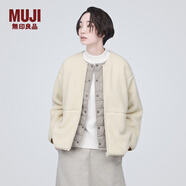 無印良品（MUJI）女式  長(zhǎng)毛抓絨 夾克 短款外套女  簡(jiǎn)約風(fēng) BB2NSA3A 象牙色 L(165/88A)