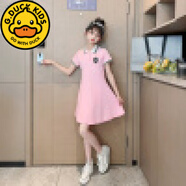 G.duck女童連衣裙夏款2024新款小女孩蕾絲領(lǐng)純棉公主裙透氣飛袖學(xué)院風(fēng)裙 粉色 絲光棉 170 碼建議160-170cm13-15歲