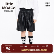 little MO&Co.童裝兒童褲子女童蛋白皮短褲機(jī)車pu皮褲五分褲女孩 黑色 140 140/58