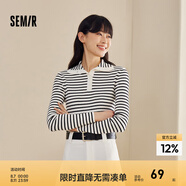 森馬毛衣女短款高領(lǐng)正肩緊身套頭衫休閑風(fēng)冬季顯瘦打底衫簡約氣質(zhì) 黑白色調(diào)00391 165/88A/L