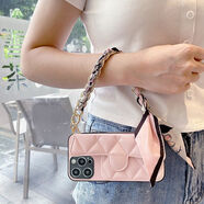 三星S24Ultra手機殼S23手提包S22+插卡套S21FE絲巾A55全包a34秋冬 粉殼+彩花絲巾 三星其他型號