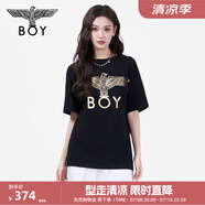 BOY LONDON【暗黑羅盤】夏情侶款短袖權杖印花炸街潮牌T恤N01906 黑印金N01906 經(jīng)典升級款 S