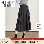 熙世界灰色百褶半身裙子女秋2025新款高腰顯瘦垂感a字西裝半裙 加厚 深灰色-不配腰帶 L